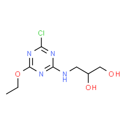 ChemSpider 2D Image | 3-[(4-Chloro-6-ethoxy-1,3,5-triazin-2-yl)amino]-1,2-propanediol | C8H13ClN4O3