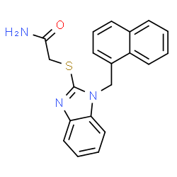 ChemSpider 2D Image | 2-{[1-(1-Naphthylmethyl)-1H-benzimidazol-2-yl]sulfanyl}acetamide | C20H17N3OS
