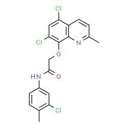ChemSpider 2D Image | N-(3-Chloro-4-methylphenyl)-2-[(5,7-dichloro-2-methyl-8-quinolinyl)oxy]acetamide | C19H15Cl3N2O2