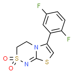 ChemSpider 2D Image | 6-(2,5-Difluorophenyl)-3,4-dihydro[1,3]thiazolo[2,3-c][1,2,4]thiadiazine 2,2-dioxide | C11H8F2N2O2S2