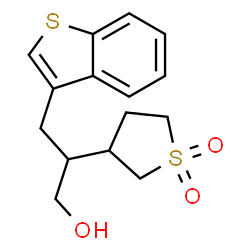 ChemSpider 2D Image | 3-(1-Benzothiophen-3-yl)-2-(1,1-dioxidotetrahydro-3-thiophenyl)-1-propanol | C15H18O3S2