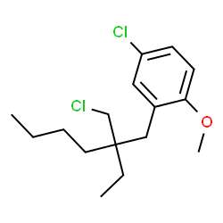 ChemSpider 2D Image | 4-Chloro-2-[2-(chloromethyl)-2-ethylhexyl]-1-methoxybenzene | C16H24Cl2O