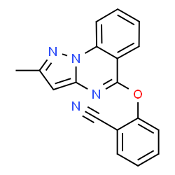 ChemSpider 2D Image | 2-[(2-Methylpyrazolo[1,5-a]quinazolin-5-yl)oxy]benzonitrile | C18H12N4O