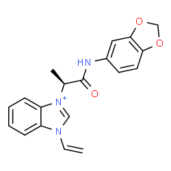 ChemSpider 2D Image | 3-[(2S)-1-(1,3-Benzodioxol-5-ylamino)-1-oxo-2-propanyl]-1-vinyl-1H-benzimidazol-3-ium | C19H18N3O3