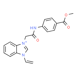 ChemSpider 2D Image | 3-(2-{[4-(Methoxycarbonyl)phenyl]amino}-2-oxoethyl)-1-vinyl-1H-benzimidazol-3-ium | C19H18N3O3