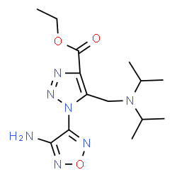 ChemSpider 2D Image | Ethyl 1-(4-amino-1,2,5-oxadiazol-3-yl)-5-[(diisopropylamino)methyl]-1H-1,2,3-triazole-4-carboxylate | C14H23N7O3
