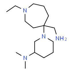 ChemSpider 2D Image | 1-[4-(Aminomethyl)-1-ethyl-4-azepanyl]-N,N-dimethyl-3-piperidinamine | C16H34N4