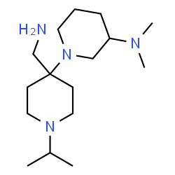 ChemSpider 2D Image | 4'-(Aminomethyl)-1'-isopropyl-N,N-dimethyl-1,4'-bipiperidin-3-amine | C16H34N4