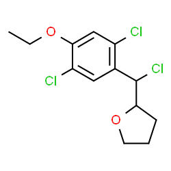 ChemSpider 2D Image | 2-[Chloro(2,5-dichloro-4-ethoxyphenyl)methyl]tetrahydrofuran | C13H15Cl3O2