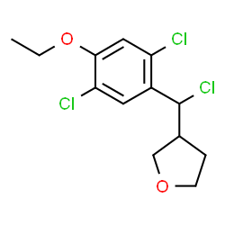 ChemSpider 2D Image | 3-[Chloro(2,5-dichloro-4-ethoxyphenyl)methyl]tetrahydrofuran | C13H15Cl3O2