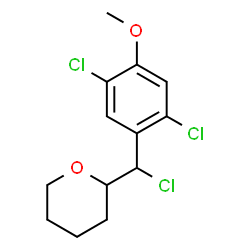 ChemSpider 2D Image | 2-[Chloro(2,5-dichloro-4-methoxyphenyl)methyl]tetrahydro-2H-pyran | C13H15Cl3O2