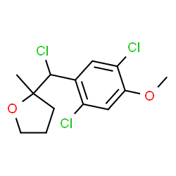 ChemSpider 2D Image | 2-[Chloro(2,5-dichloro-4-methoxyphenyl)methyl]-2-methyltetrahydrofuran | C13H15Cl3O2
