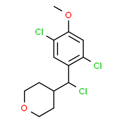 ChemSpider 2D Image | 4-[Chloro(2,5-dichloro-4-methoxyphenyl)methyl]tetrahydro-2H-pyran | C13H15Cl3O2