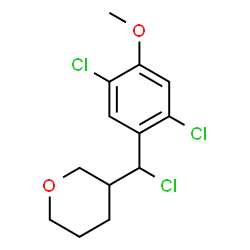 ChemSpider 2D Image | 3-[Chloro(2,5-dichloro-4-methoxyphenyl)methyl]tetrahydro-2H-pyran | C13H15Cl3O2
