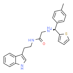 ChemSpider 2D Image | 2-{[2-(1H-Indol-3-yl)ethyl]amino}-N-[(R)-(4-methylphenyl)(2-thienyl)methyl]-2-oxoethanaminium | C24H26N3OS