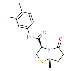 ChemSpider 2D Image | (3R,7aS)-N-(3-Iodo-4-methylphenyl)-7a-methyl-5-oxohexahydropyrrolo[2,1-b][1,3]thiazole-3-carboxamide | C15H17IN2O2S