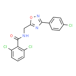 ChemSpider 2D Image | 2,6-Dichloro-N-{[3-(4-chlorophenyl)-1,2,4-oxadiazol-5-yl]methyl}benzamide | C16H10Cl3N3O2