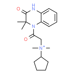 ChemSpider 2D Image | N-[2-(2,2-Dimethyl-3-oxo-3,4-dihydro-1(2H)-quinoxalinyl)-2-oxoethyl]-N,N-dimethylcyclopentanaminium | C19H28N3O2
