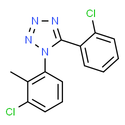 ChemSpider 2D Image | 1-(3-Chloro-2-methylphenyl)-5-(2-chlorophenyl)-1H-tetrazole | C14H10Cl2N4