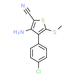 ChemSpider 2D Image | 3-Amino-4-(4-chlorophenyl)-5-(methylsulfanyl)-2-thiophenecarbonitrile | C12H9ClN2S2