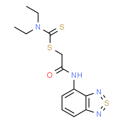 ChemSpider 2D Image | [2-(8$l^{4}-thia-7,9-diazabicyclo[4.3.0]nona-1(6),2,4,7,8-pentaen-2-ylamino)-2-oxo-ethyl] diethylaminomethanedithioate | C13H16N4OS3