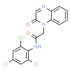 ChemSpider 2D Image | 2-(2-Oxo-1(2H)-quinoxalinyl)-N-(2,4,6-trichlorophenyl)acetamide | C16H10Cl3N3O2