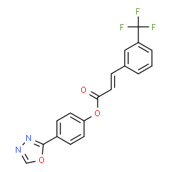 ChemSpider 2D Image | 4-(1,3,4-Oxadiazol-2-yl)phenyl (2E)-3-[3-(trifluoromethyl)phenyl]acrylate | C18H11F3N2O3
