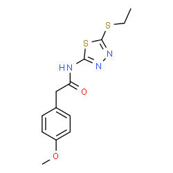 ChemSpider 2D Image | N-[5-(Ethylsulfanyl)-1,3,4-thiadiazol-2-yl]-2-(4-methoxyphenyl)acetamide | C13H15N3O2S2