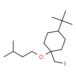 ChemSpider 2D Image | 1-(Iodomethyl)-1-(3-methylbutoxy)-4-(2-methyl-2-propanyl)cyclohexane | C16H31IO