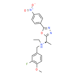 ChemSpider 2D Image | (1S)-N-Ethyl-N-(3-fluoro-4-methoxybenzyl)-1-[5-(4-nitrophenyl)-1,3,4-oxadiazol-2-yl]ethanaminium | C20H22FN4O4