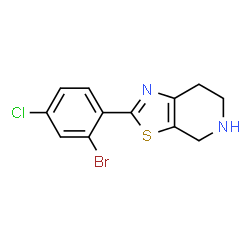 ChemSpider 2D Image | 2-(2-Bromo-4-chlorophenyl)-4,5,6,7-tetrahydro[1,3]thiazolo[5,4-c]pyridine | C12H10BrClN2S