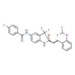 ChemSpider 2D Image | N-[4-({(2E)-3-[2-(Difluoromethoxy)phenyl]-2-propenoyl}amino)-3-(trifluoromethyl)phenyl]-4-fluorobenzamide | C24H16F6N2O3