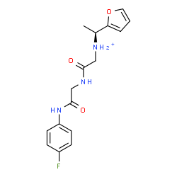 ChemSpider 2D Image | 2-({2-[(4-Fluorophenyl)amino]-2-oxoethyl}amino)-N-[(1S)-1-(2-furyl)ethyl]-2-oxoethanaminium | C16H19FN3O3