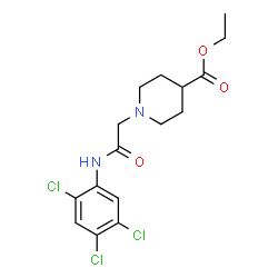 ChemSpider 2D Image | Ethyl 1-{2-oxo-2-[(2,4,5-trichlorophenyl)amino]ethyl}-4-piperidinecarboxylate | C16H19Cl3N2O3