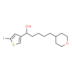 ChemSpider 2D Image | 1-(5-Iodo-3-thienyl)-5-(tetrahydro-2H-pyran-4-yl)-1-pentanol | C14H21IO2S