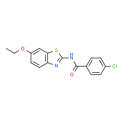 ChemSpider 2D Image | 4-Chloro-N-(6-ethoxy-1,3-benzothiazol-2-yl)benzamide | C16H13ClN2O2S