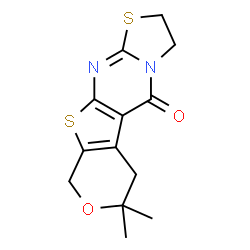 ChemSpider 2D Image | 6H-7-Oxa-1,9-dithia-3a,10-diazacyclopenta[b]fluoren-4-one, 6,6-dimethyl-2,3,5,8-tetrahydro- | C13H14N2O2S2