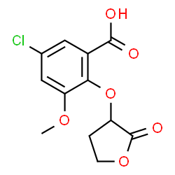 ChemSpider 2D Image | 5-Chloro-3-methoxy-2-[(2-oxotetrahydro-3-furanyl)oxy]benzoic acid | C12H11ClO6