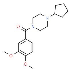 ChemSpider 2D Image | 1-cyclopentyl-4-(3,4-dimethoxybenzoyl)piperazine | C18H26N2O3
