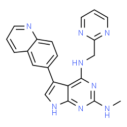 ChemSpider 2D Image | N~2~-Methyl-N~4~-(2-pyrimidinylmethyl)-5-(6-quinolinyl)-7H-pyrrolo[2,3-d]pyrimidine-2,4-diamine | C21H18N8
