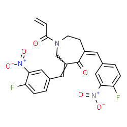 ChemSpider 2D Image | (3E,5Z)-1-Acryloyl-3,5-bis(4-fluoro-3-nitrobenzylidene)-4-azepanone | C23H17F2N3O6