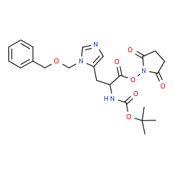 ChemSpider 2D Image | 2,5-Dioxo-1-pyrrolidinyl 3-[(benzyloxy)methyl]-N-{[(2-methyl-2-propanyl)oxy]carbonyl}histidinate | C23H28N4O7
