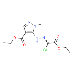 ChemSpider 2D Image | Ethyl 5-[(2Z)-2-(1-chloro-2-ethoxy-2-oxoethylidene)hydrazino]-1-methyl-1H-pyrazole-4-carboxylate | C11H15ClN4O4