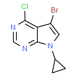 ChemSpider 2D Image | 5-Bromo-4-chloro-7-cyclopropyl-7H-pyrrolo[2,3-d]pyrimidine | C9H7BrClN3