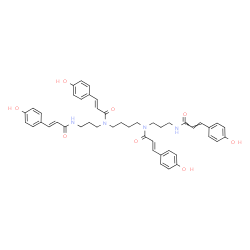 ChemSpider 2D Image | (2E,2'E)-N,N'-1,4-Butanediylbis[3-(4-hydroxyphenyl)-N-(3-{[(2E)-3-(4-hydroxyphenyl)-2-propenoyl]amino}propyl)acrylamide] | C46H50N4O8