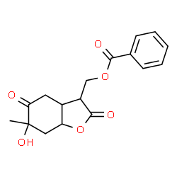ChemSpider 2D Image | (6-Hydroxy-6-methyl-2,5-dioxooctahydro-1-benzofuran-3-yl)methyl benzoate | C17H18O6