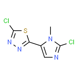 ChemSpider 2D Image | 2-Chloro-5-(2-chloro-1-methyl-1H-imidazol-5-yl)-1,3,4-thiadiazole | C6H4Cl2N4S