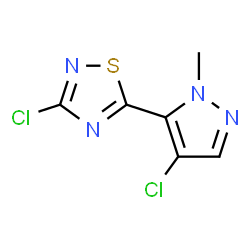 ChemSpider 2D Image | 3-Chloro-5-(4-chloro-1-methyl-1H-pyrazol-5-yl)-1,2,4-thiadiazole | C6H4Cl2N4S