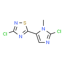 ChemSpider 2D Image | 3-Chloro-5-(2-chloro-1-methyl-1H-imidazol-5-yl)-1,2,4-thiadiazole | C6H4Cl2N4S