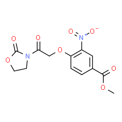 ChemSpider 2D Image | Methyl 3-nitro-4-[2-oxo-2-(2-oxo-1,3-oxazolidin-3-yl)ethoxy]benzoate | C13H12N2O8
